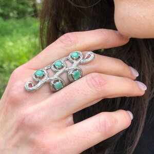 Leaf Ring, Emerald Ring, Vintage Rings, Antique Ring, Antique Emerald Ring, Vintage Emerald Ring, May Birthstone, Solid Silver Ring image 10