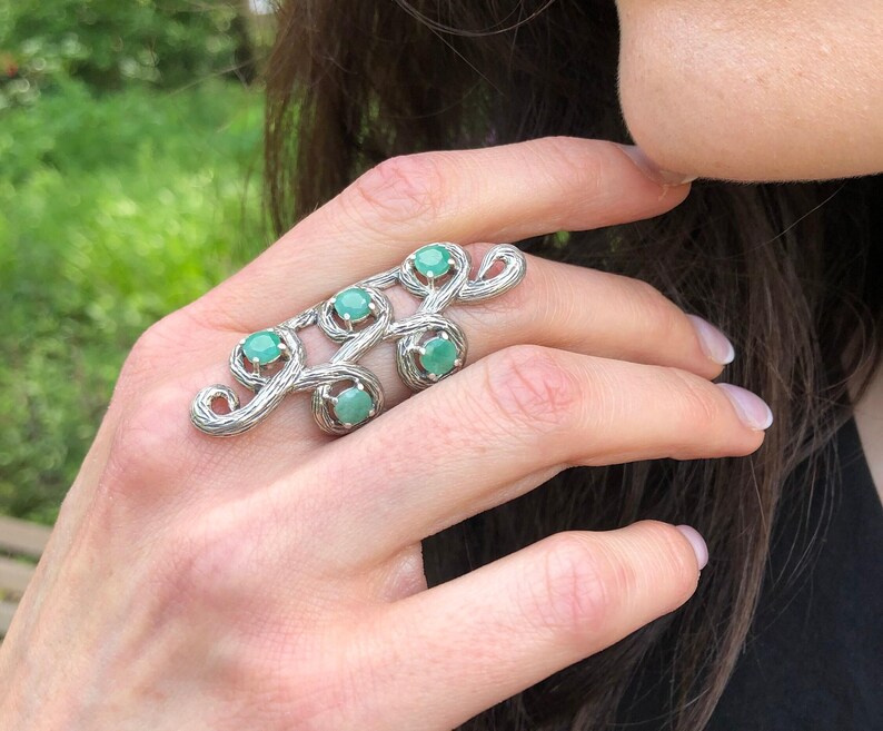 Leaf Ring, Emerald Ring, Vintage Rings, Antique Ring, Antique Emerald Ring, Vintage Emerald Ring, May Birthstone, Solid Silver Ring image 10