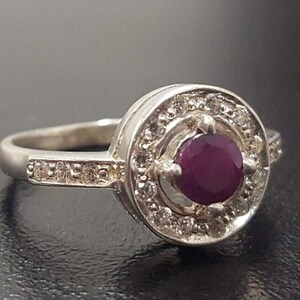 Ruby Ring, Natural Ruby Ring, July Birthstone, Cluster Ring, Red Vintage Ring, Red Ruby Ring, Genuine Ruby Ring, July Ring, 925 Silver Ring image 3