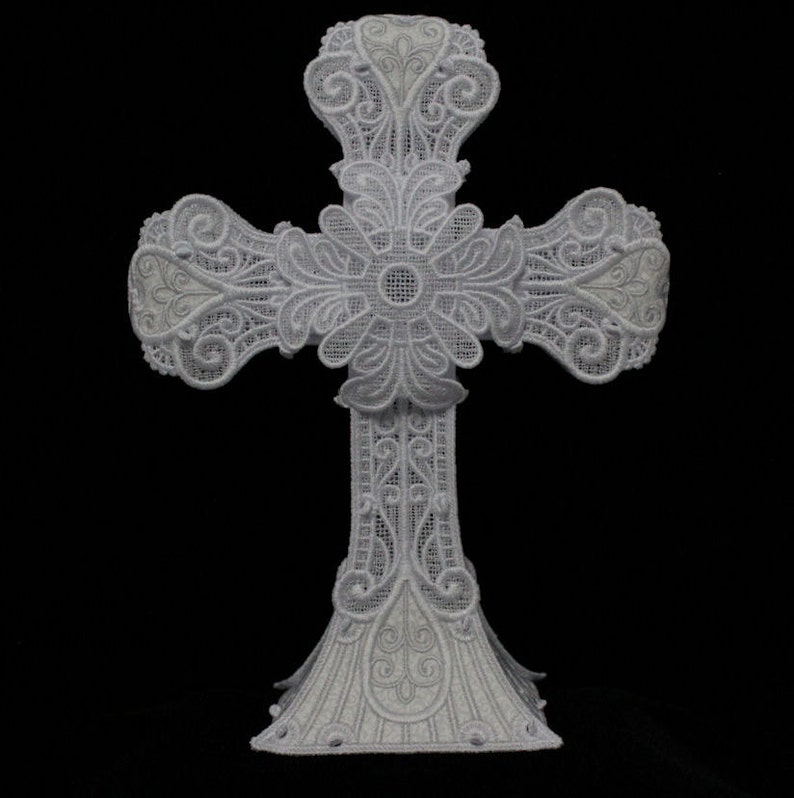 Cross free standing lace decor religious embroidered lace  etsy