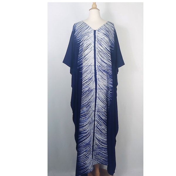 Navy Blue Songket Plain Kaftan