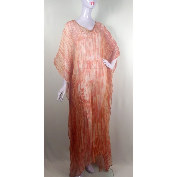 caftans en soie, caftans en soie pure, caftans transparents, caftans en soie, caftan en soie orange, kaftan Batik, caftan en soie, robe bohème, caftan long transparent