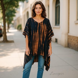Swim suit cover ups. short kaftan, poncho, tunic top, poncho top, boho top, short caftan, cover ups, black tie dye, kaftan, caftan,