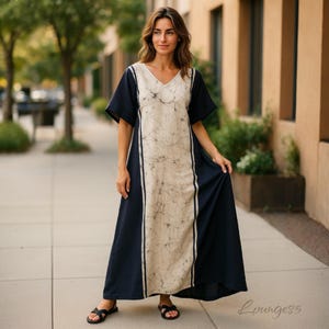 Cotton Kaftan Dress for Women - Black & White Batik Caftan, Boho Summer Kaftans, Lightweight Cotton Caftans for Women, kaftan
