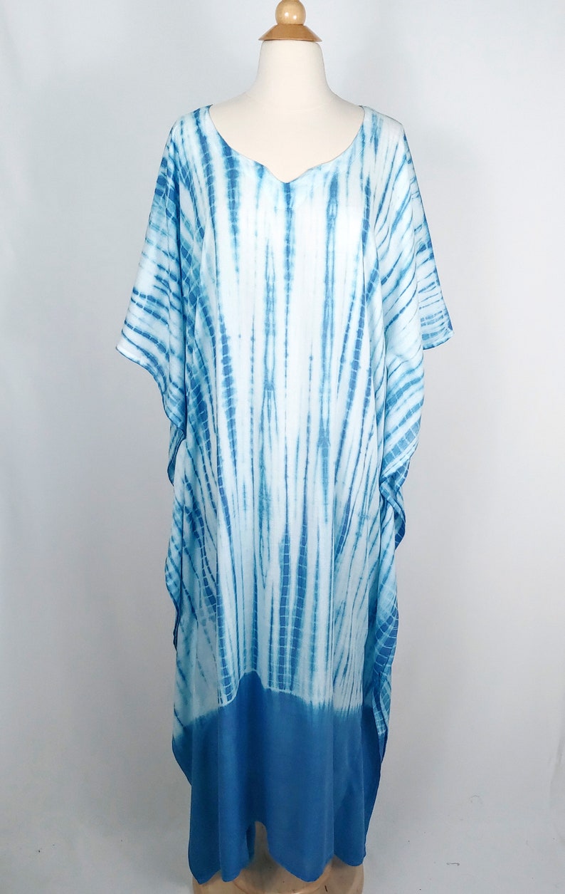 Blue kaftan, kaftans for women, caftan, kaftan, tie dye caftan, plus size kaftans,hand made kaftan, light weight kaftan, boho style. image 5