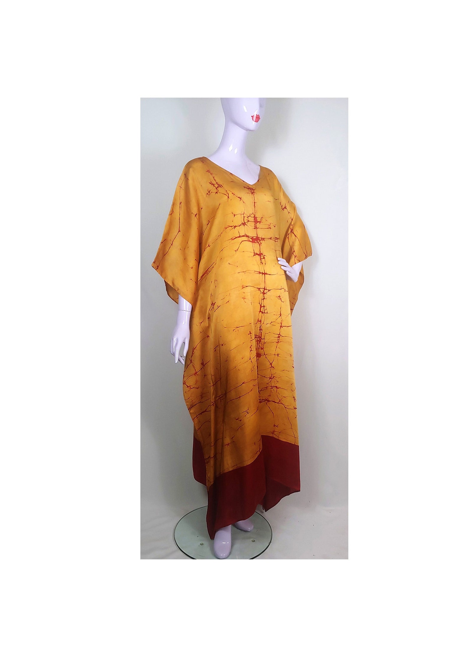 Daphne Silk-Cotton Voile Kaftan | Red