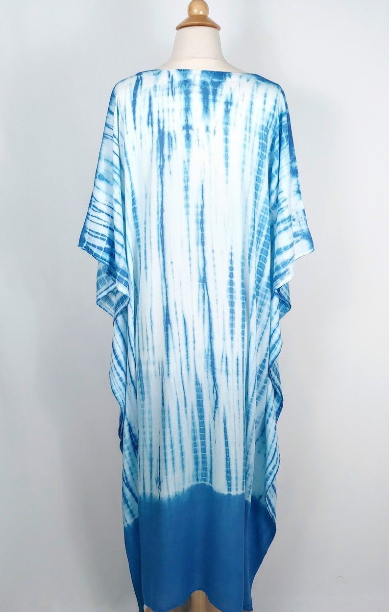 Blue kaftan, kaftans for women, caftan, kaftan, tie dye caftan, plus size kaftans,hand made kaftan, light weight kaftan, boho style. image 6