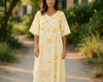 Kaftan batik, Kaftans for women, Yellow Caftan, Caftan for women, plus size kaftan, plus size caftans, women&#39;s caftans, caftan dresses