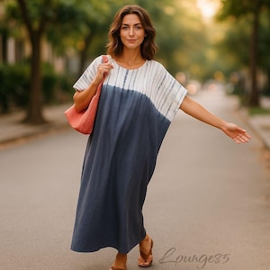 Kaftans for Women Gray Rayon Tie Dye Caftan Dress Lightweight Boho Beach Cover Up Summer Kaftan
