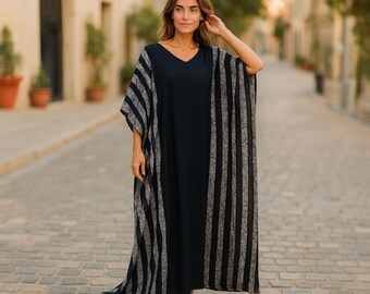 caftan, Black and white caftan, kaftan, kaftans for women, batik clothing, caftans for women, batik kaftans, batik dress,black & white dress