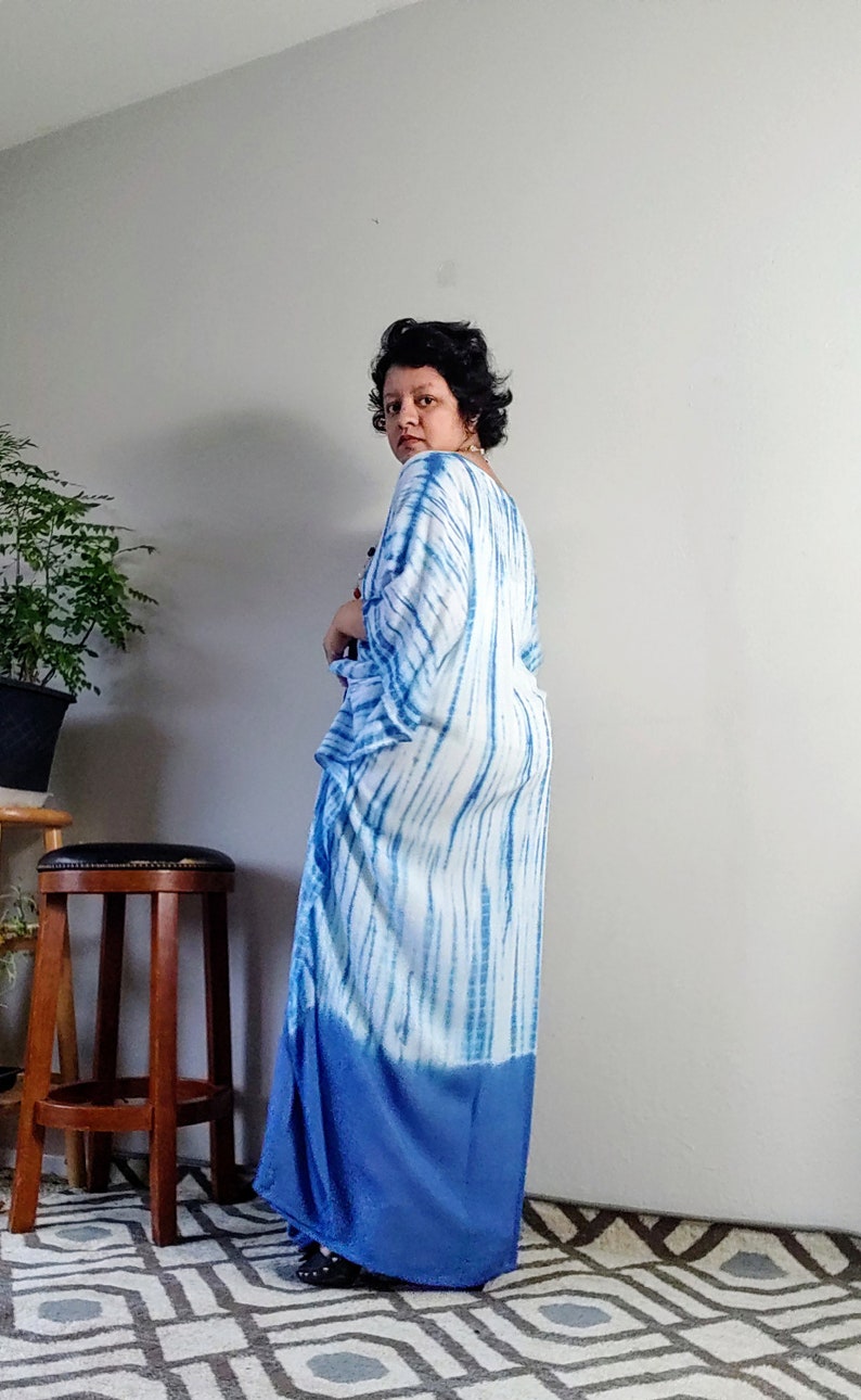 Blue kaftan, kaftans for women, caftan, kaftan, tie dye caftan, plus size kaftans,hand made kaftan, light weight kaftan, boho style. image 3