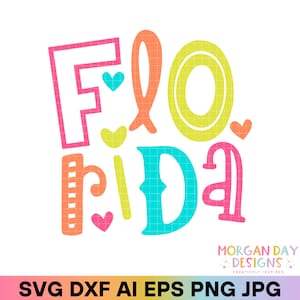 Florida SVG, Preppy State PNG, Trendy PNG, Zustand Aufkleber, Zustand Hemden, Zustand Aufdruck, Heimatstadt Drucke, Helle Gekritzel Buchstaben Png, Dxf, Cricut