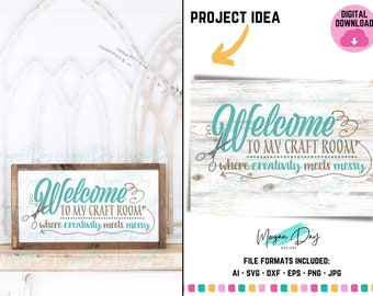 Welcome To My Craft Room SVG, Crafting SVG, Crafter SVG, Crafts svg, Welcome Sign, Welcome svg, Vinyl, Sewing, Knitting, Funny Craft Quote