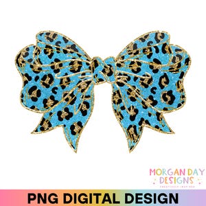 Leopard Coquette Bow PNG, Cheetah Print Faux Glitter Bow, Trendy Aesthetic Digital Download for Cricut, Silhouette, Sublimation, DTF