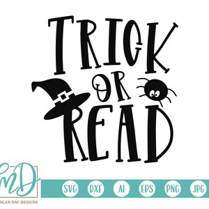 Tromper ou lire SVG, Halloween SVG, professeur SVG, bibliothécaire svg, Halloween coupe fichiers, enseignement svg, professeur Halloween svg, professeur coupe fichiers