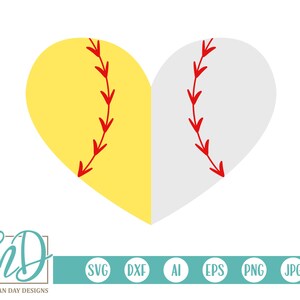Honkbal SVG - Softbal SVG - Half Heart SVG - Half Sports svg - Baseball Heart svg - Softball Heart svg - Sports Heart svg - Proud Mom svg