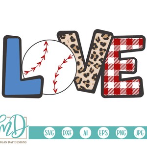 Baseball Love SVG Design, Baseball SVG, Baseball Mom SVG, Baseball Sister svg, Baseball Love Cut File, Leopard Baseball svg, Plaid Baseball