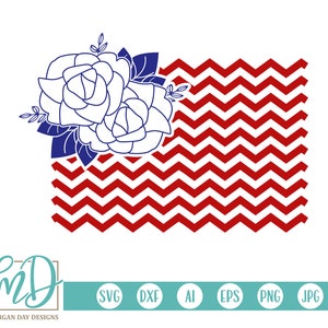American Flag SVG, 4th of July SVG, Patriotic svg, Memorial Day, Veterans Day, Floral, Roses, USA, Svg Files, Cut Files, America, Png, Flag