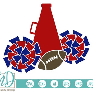 Cheerleader SVG, Cheer SVG, Football SVG, Cheer Football svg, Pom Pom svg, Football Cheerleader svg, Megaphone svg, Biggest Fan svg, Sports