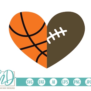 Basketbal SVG, voetbal SVG, basketbal hart SVG, voetbal hart SVG, basketbal voetbal hart SVG, volledige hart volledige schema SVG, sport