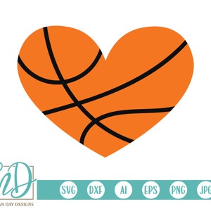 Basquete Coração SVG - Basquete Clipart - Basquete SVG - Coração svg - Amor Basquete svg - Cricut - Silhueta - Substantivo svg - Ícone svg