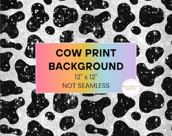 Fondo con estampado de vaca con purpurina, vaca PNG, patrón PNG, papel digital, vaca con lentejuelas, patrón de vaca, sublimación, purpurina negra