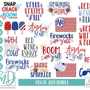 4th of July SVG Bundle, 4th of July SVG, America SVG, Patriotic svg, Summer svg, Fireworks svg, Red White Blue svg, Flag svg, Monogram svg,