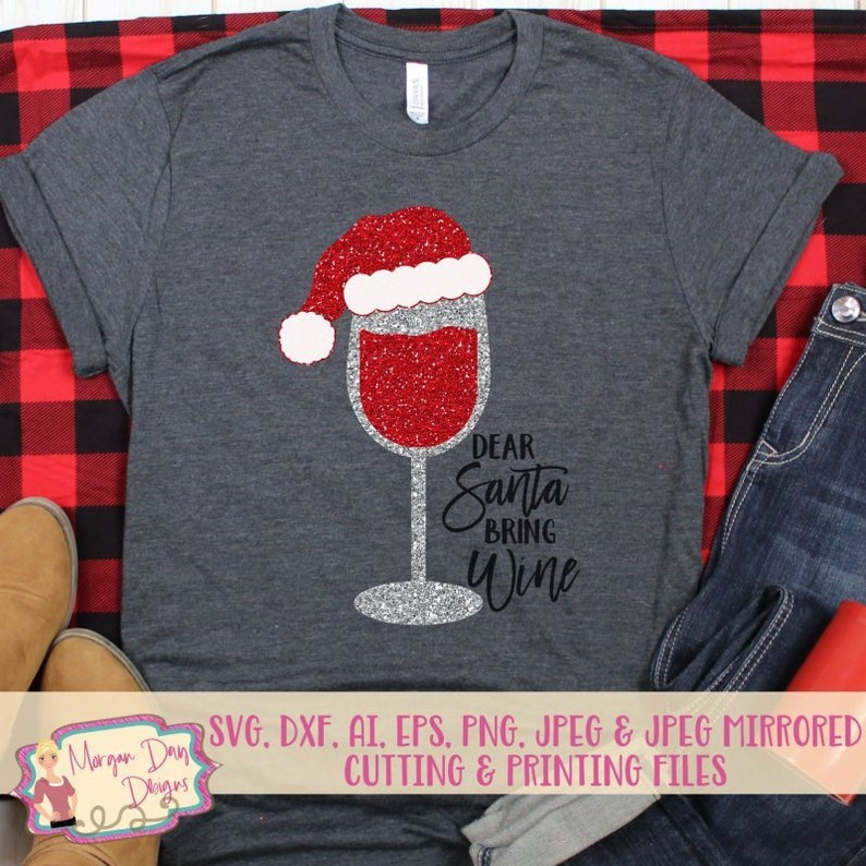 humor cut file cricut Christmas seasonal png and jpg file svg Santa color black Dear Santa: so this year is wine ok? digital download