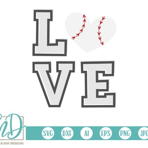 Baseball Love SVG, Baseball SVG, Baseball Mom SVG, Love Baseball svg, Baseball Shirt, Baseball Heart, Ball, Mama, Sister, Cut File, Clipart