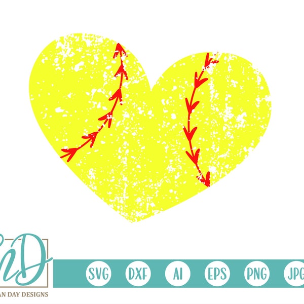 Softball SVG - Grunge Softball SVG - Grunge Softball Heart SVG - Grunge svg - Distressed Softball svg - Distressed svg - Softball Mom svg