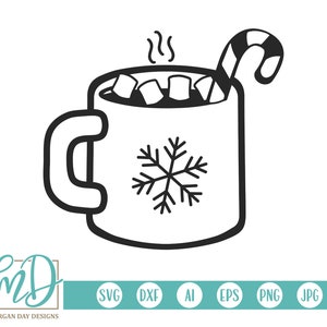 Hot Cocoa SVG, SVG de Noël, Hot Cocoa Mug SVG, Mug, Coffee Mug, Hot Chocolate svg, Marshmallows, Peppermint, Winter, Kid, Holiday Cut File