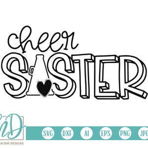 Cheer Sister SVG, Cheerleader SVG, Cheer SVG, Cheer Design, Sister svg, Cheer Cut File, Cheer Shirt, Grootste Fan svg, Zusje svg