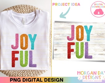 Joyful PNG, Weihnachten Sublimation, Faux Lametta PNG, Weihnachten Shirt, PNG Druckdatei für Sublimation oder Druck, Weihnachten Png Designs