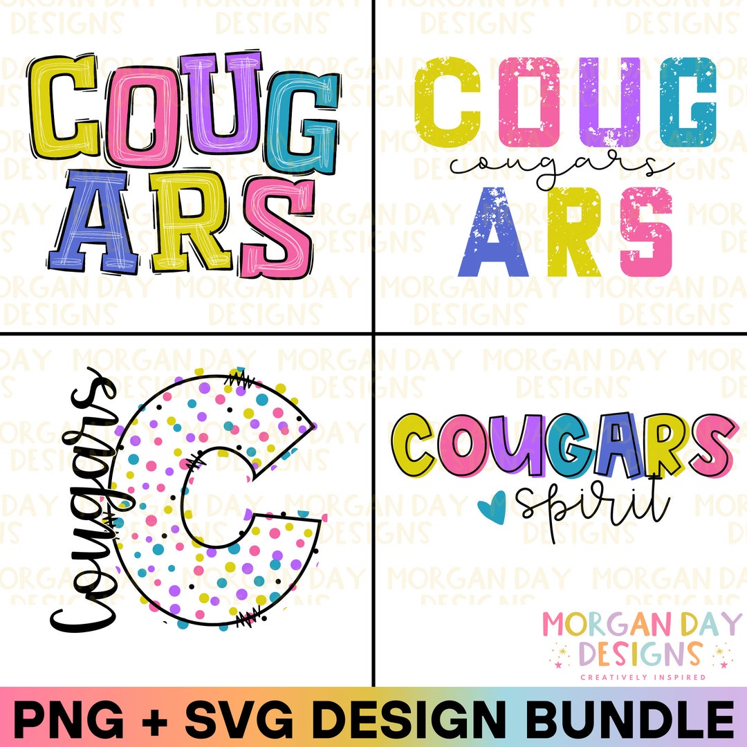 Cougars School Mascot SVG, Football Basketball Baseball Softball Soccer ...