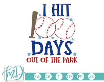 Llegué a 100 días del parque SVG, Boys 100th Day Of School SVG, 100th Day Of School SVG, 100 Days svg, School svg, Baseball svg, Boys Design