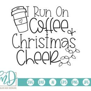 私はコーヒーとクリスマスの応援で走ります SVG、ショッピング SVG、感謝祭 SVG、金曜日 SVG、感謝祭シャツ、クリスマス SVG、応援 SVG、秋 SVG