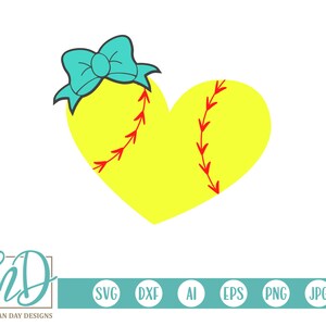 Softball SVG - Softball Clipart - Softball Heart SVG - Softball Bow SVG - Softball Sister svg - Softball Mom svg - Sports - Girl - Fan - dxf
