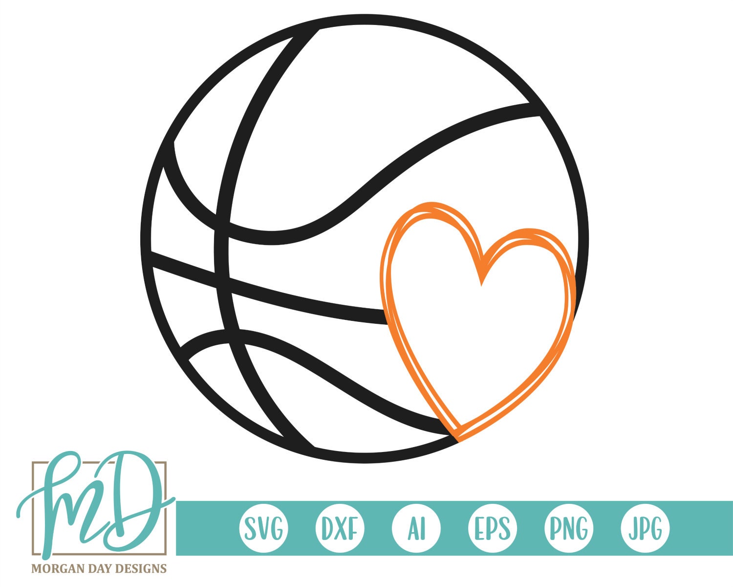 Basketball SVG Basketball Clipart Basketball Heart SVG Etsy