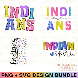 Indians School Mascot SVG, Football Basketball Baseball Softball Soccer PNG, Sports Team Apparel, Digital Download, Silhouette Cricut Files