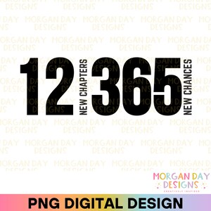 12 nieuwe hoofdstukken 365 nieuwe kansen png, nieuwjaarssublimatie digitale download, gelukkig nieuwjaar png, eenvoudig nieuwjaar png
