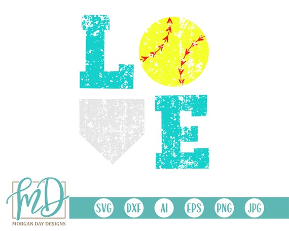 Grunge Softball Svg Softball Love Svg Softball Svg Softball Etsy