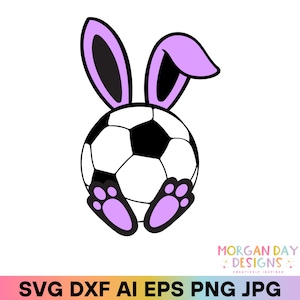 Soccer Bunny SVG, Easter Soccer Ball Bunny Ears PNG, Boy Girl Easter Shirt Design, Cricut Silhouette Digital Download, Sports Easter