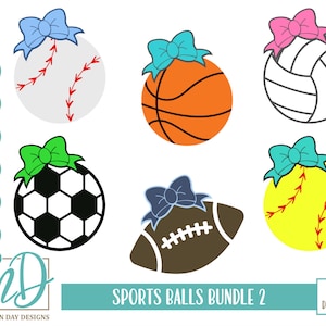 Sport Bundle SVG, Bundle SVG, Sports Balls SVG, Baseball svg, Basketball svg, Softball svg, Soccer svg, Football svg, Volleyball svg, Bow