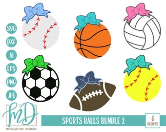 Sport Bundle SVG, Bundle SVG, Sports Balls SVG, Baseball svg, Basketball svg, Softball svg, Soccer svg, Football svg, Volleyball svg, Bow