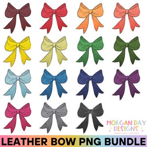 Leather Coquette Bow Bundle PNG, Trendy Preppy Bows, Digital Download for Cricut, Silhouette, Sublimation, Cheer, School Spirit Designs