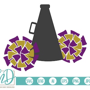 Cheerleader SVG, Cheer SVG, Cheerleading SVG, zelfstandig naamwoord svg, pictogram svg, Cheer Pom Pom svg, Megafoon svg, Pom Pom svg, grootste fan svg, Love Cheer