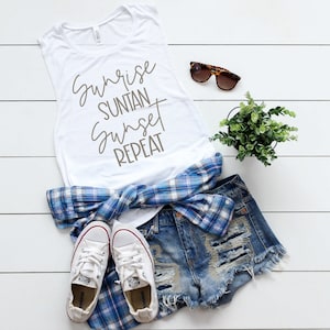 Sunrise Sunset SVG, Sunrise Suntan Sunset Repeat SVG, Summer SVG, Lake svg, Vacation svg, Beach svg, Travel svg, Pool svg, Cruise svg, Dxf