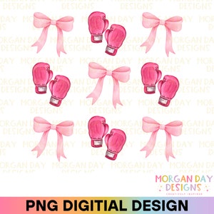 Coqueta Boxeo PNG, Pink Bow Estética PNG, Guantes de Boxeo, Preppy Social Club, Camisa de moda, Diseño de Sublimación, Descarga Digital