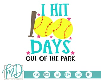 Llegué a 100 días del parque SVG, Niñas 100º día de escuela SVG, 100º día de escuela SVG, 100 días svg, Escuela svg, Softbol svg, Diseño de niñas