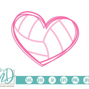 Volleyball SVG Volleyball Heart SVG Volleyball Clip Art - Etsy